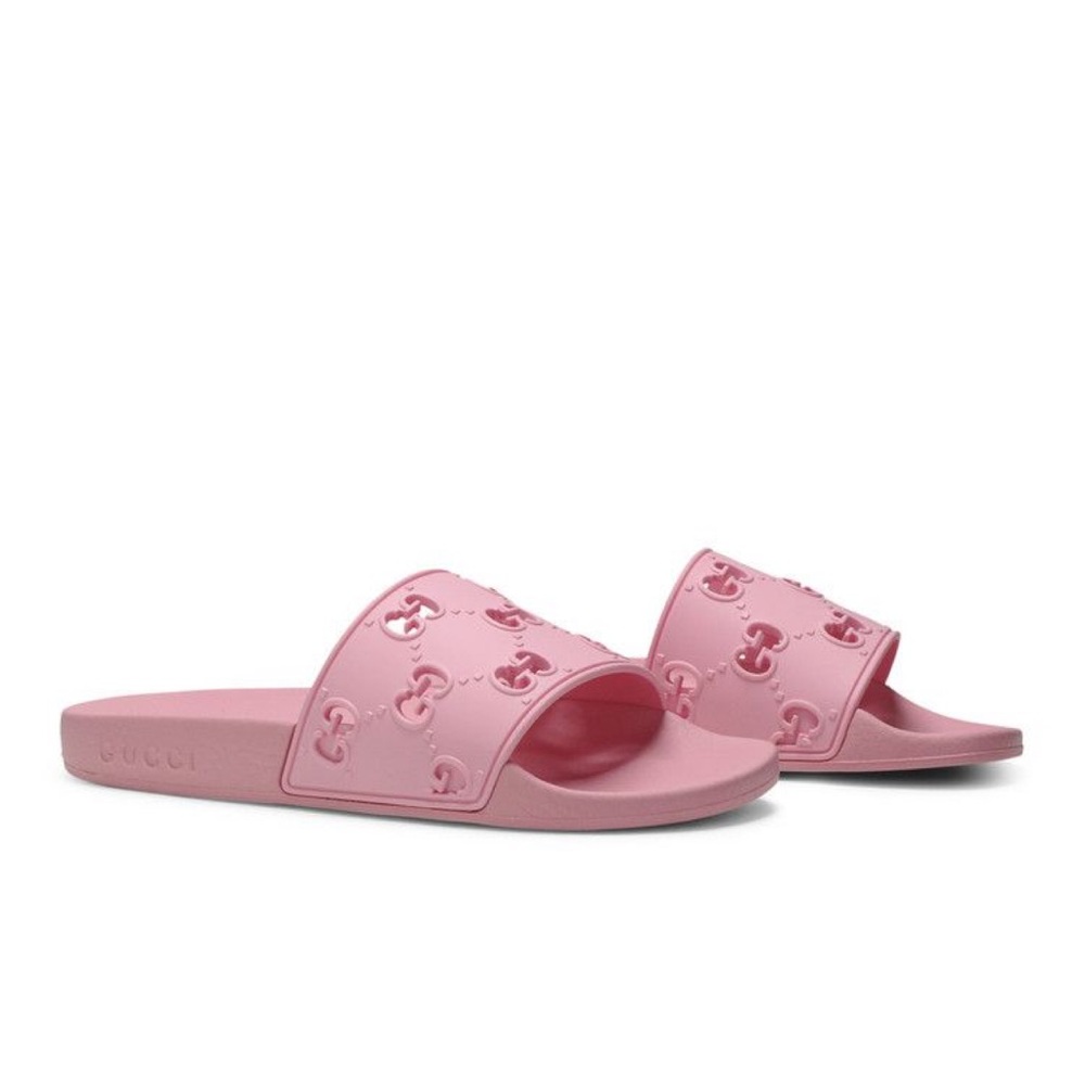 Gucci Pink Slide Sandals with Monogram Design